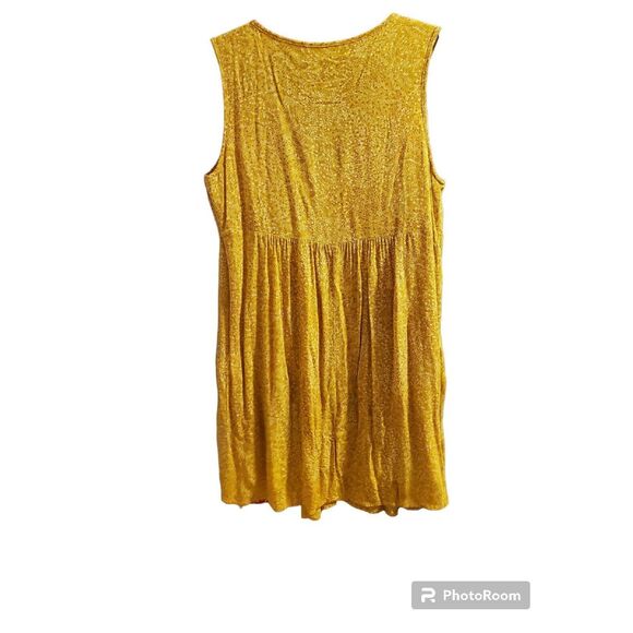 Old Navy Pleated Sleeveless Yellow Print Dress - Picture 3 of 3
